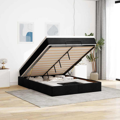 vidaXL Ottoman-Bett mit Matratze Schwarz 140x200 cm Stoff