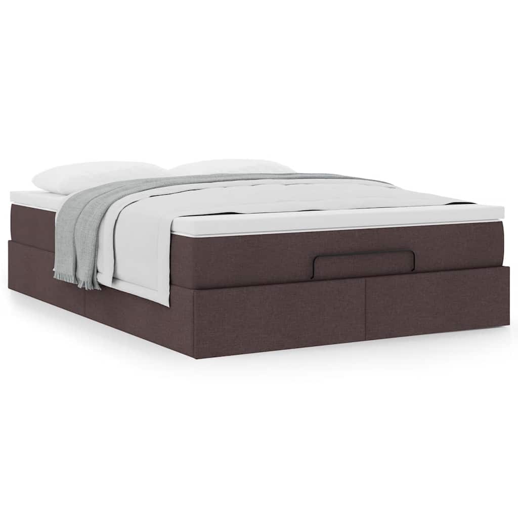 vidaXL Ottoman-Bett mit Matratze Dunkelbraun 140x200 cm Stoff