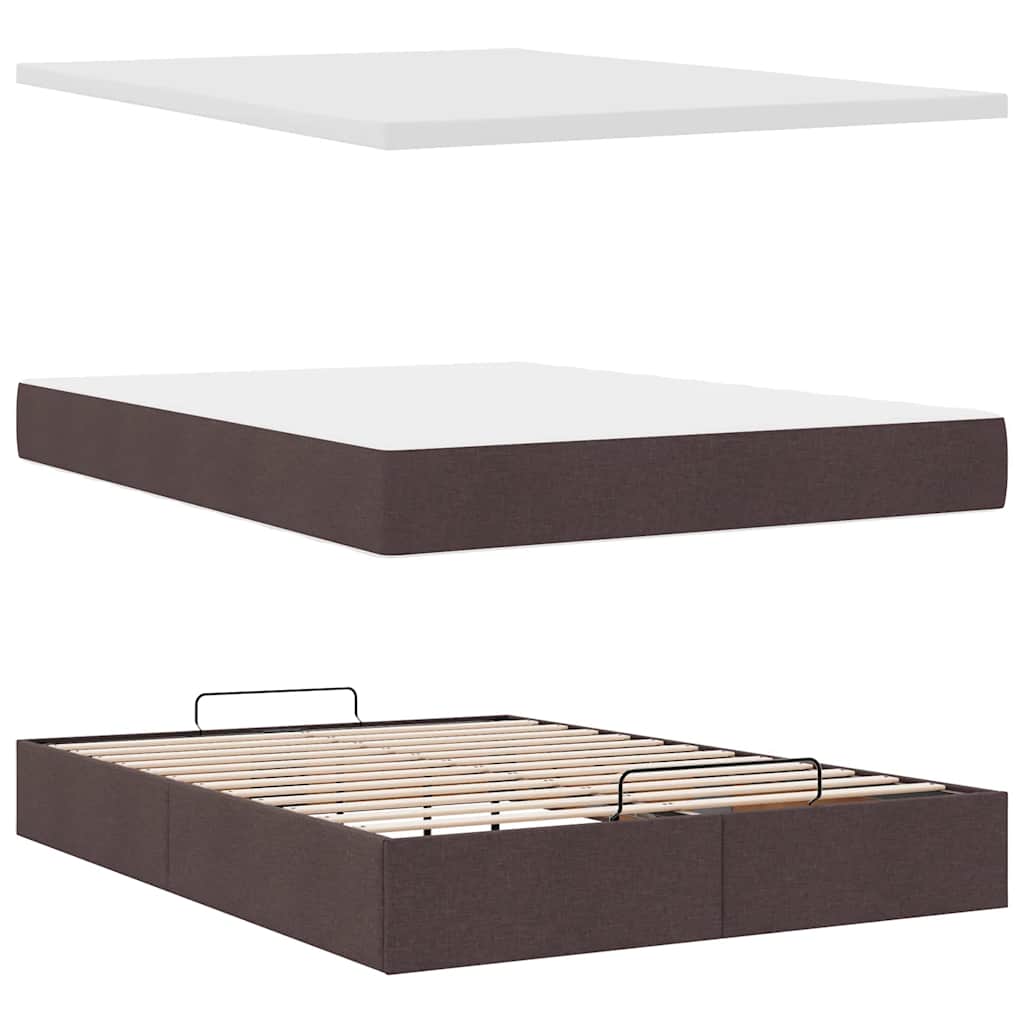 vidaXL Ottoman-Bett mit Matratze Dunkelbraun 140x200 cm Stoff