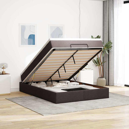 vidaXL Ottoman-Bett mit Matratze Dunkelbraun 140x200 cm Stoff