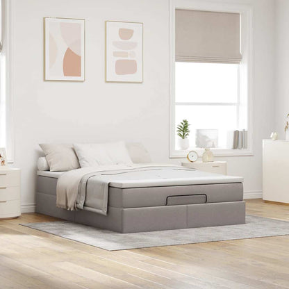vidaXL Ottoman-Bett mit Matratze Taupe 140x200 cm Stoff