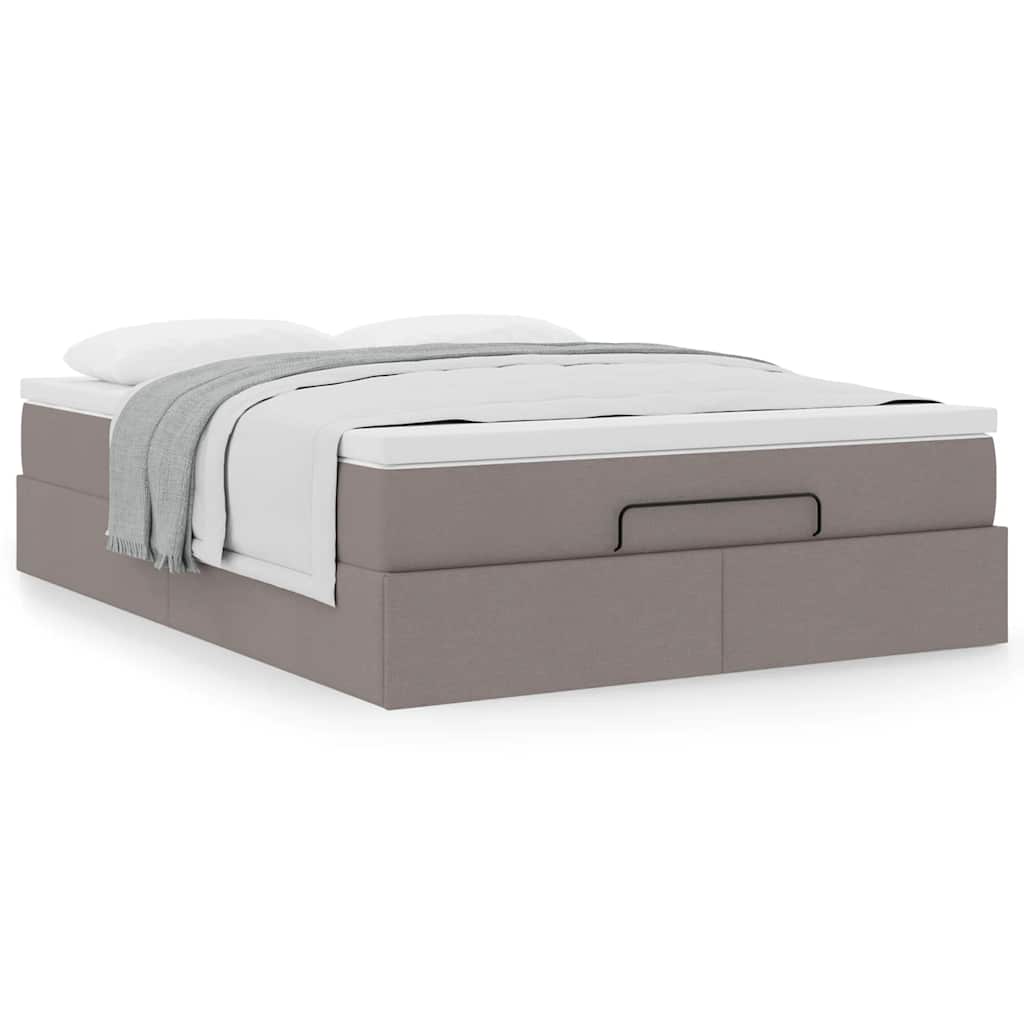 vidaXL Ottoman-Bett mit Matratze Taupe 140x200 cm Stoff