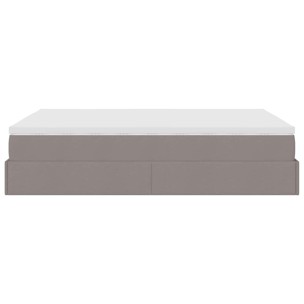 vidaXL Ottoman-Bett mit Matratze Taupe 140x200 cm Stoff