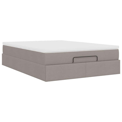 vidaXL Ottoman-Bett mit Matratze Taupe 140x200 cm Stoff