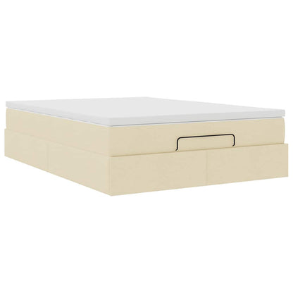 vidaXL Ottoman-Bett mit Matratze Creme 140x200 cm Stoff