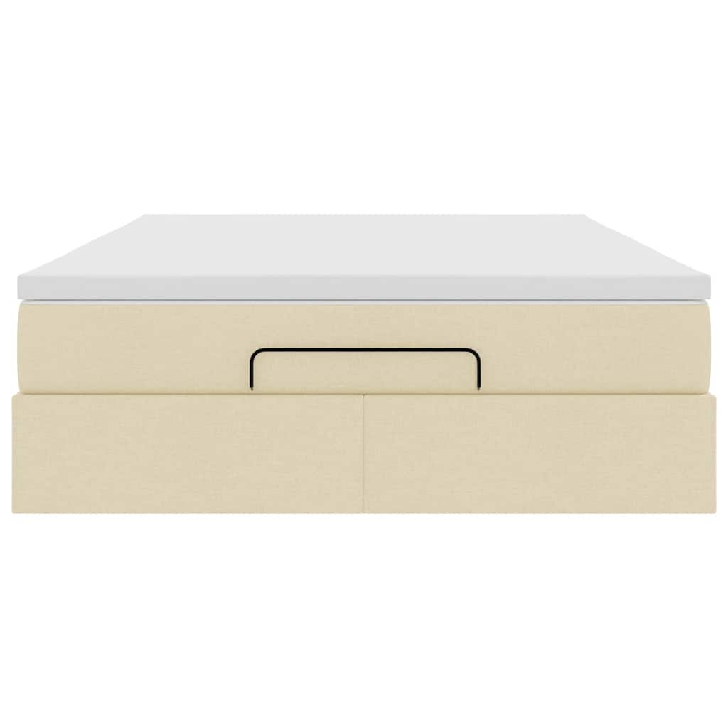 vidaXL Ottoman-Bett mit Matratze Creme 140x200 cm Stoff