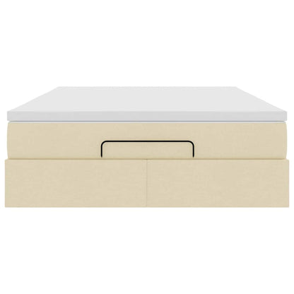 vidaXL Ottoman-Bett mit Matratze Creme 140x200 cm Stoff