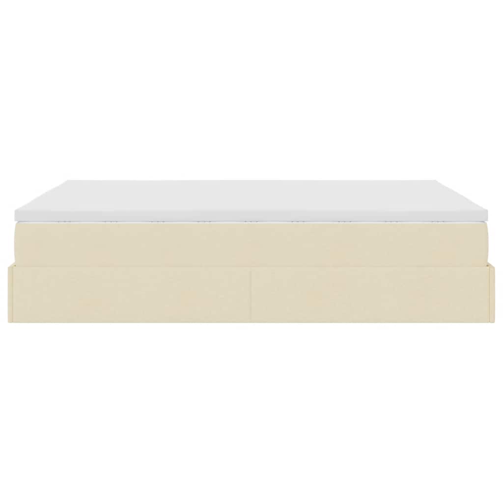 vidaXL Ottoman-Bett mit Matratze Creme 140x200 cm Stoff