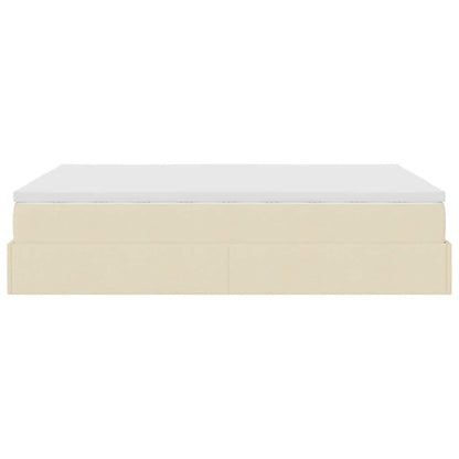 vidaXL Ottoman-Bett mit Matratze Creme 140x200 cm Stoff