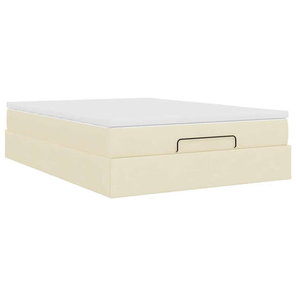 vidaXL Ottoman-Bett mit Matratze Creme 140x200 cm Stoff