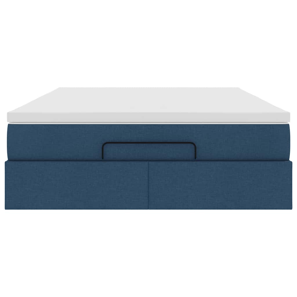 vidaXL Ottoman-Bett mit Matratze Blau 140x200 cm Stoff