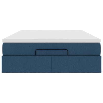 vidaXL Ottoman-Bett mit Matratze Blau 140x200 cm Stoff