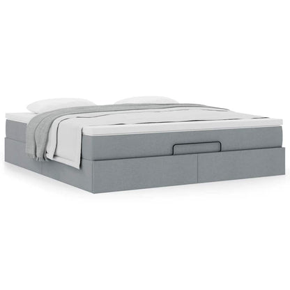vidaXL Ottoman-Bett mit Matratze Hellgrau 160x200 cm Stoff