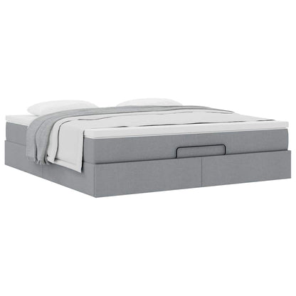 vidaXL Ottoman-Bett mit Matratze Hellgrau 160x200 cm Stoff