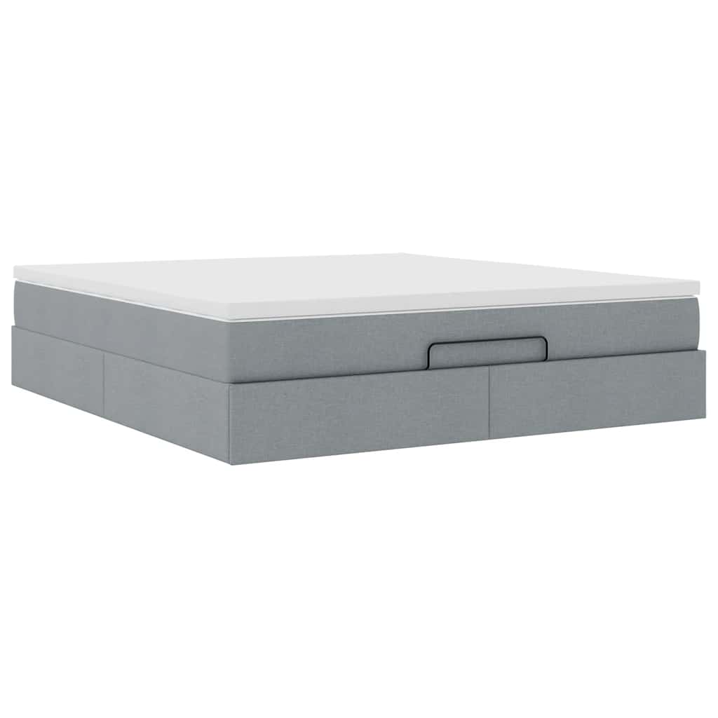 vidaXL Ottoman-Bett mit Matratze Hellgrau 160x200 cm Stoff