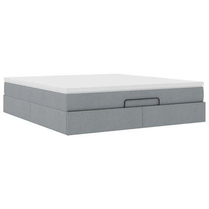 vidaXL Ottoman-Bett mit Matratze Hellgrau 160x200 cm Stoff