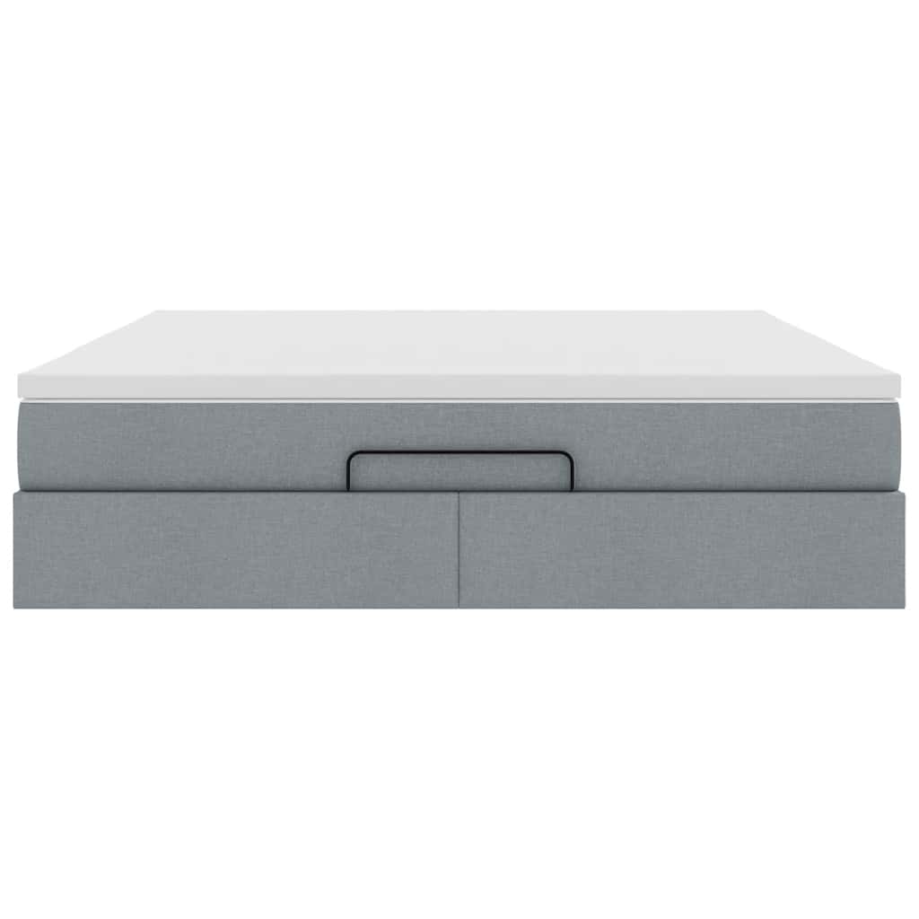 vidaXL Ottoman-Bett mit Matratze Hellgrau 160x200 cm Stoff