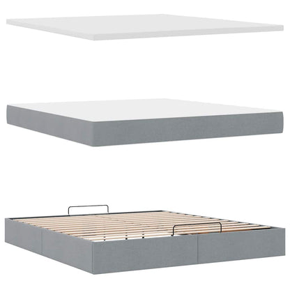 vidaXL Ottoman-Bett mit Matratze Hellgrau 160x200 cm Stoff