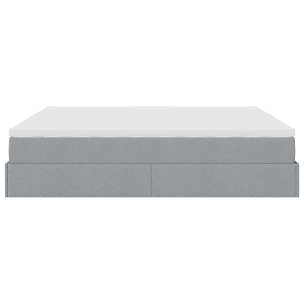 vidaXL Ottoman-Bett mit Matratze Hellgrau 160x200 cm Stoff
