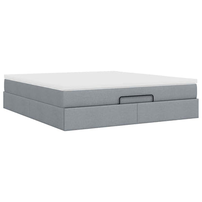 vidaXL Ottoman-Bett mit Matratze Hellgrau 160x200 cm Stoff