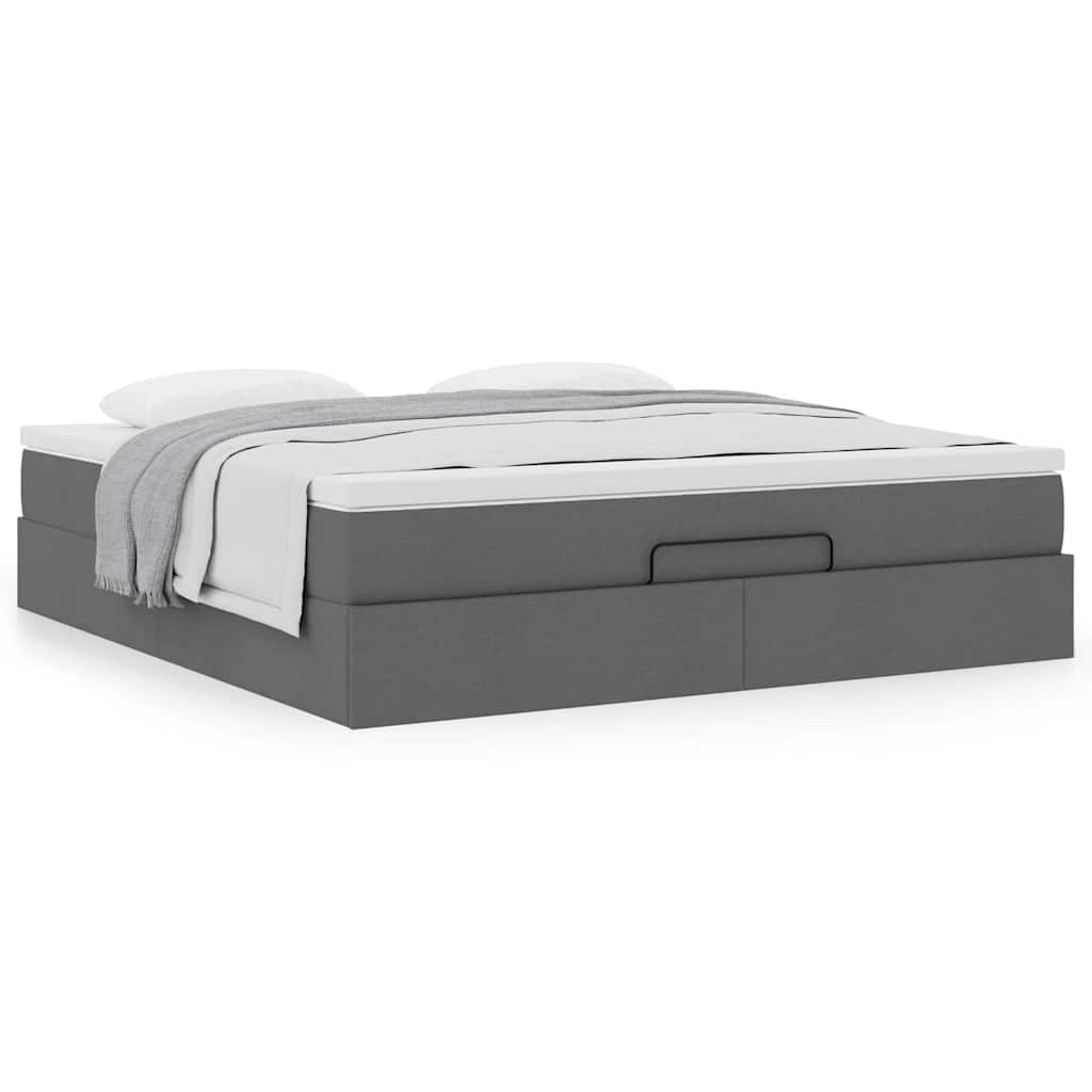 vidaXL Ottoman-Bett mit Matratze Dunkelgrau 160x200 cm Stoff