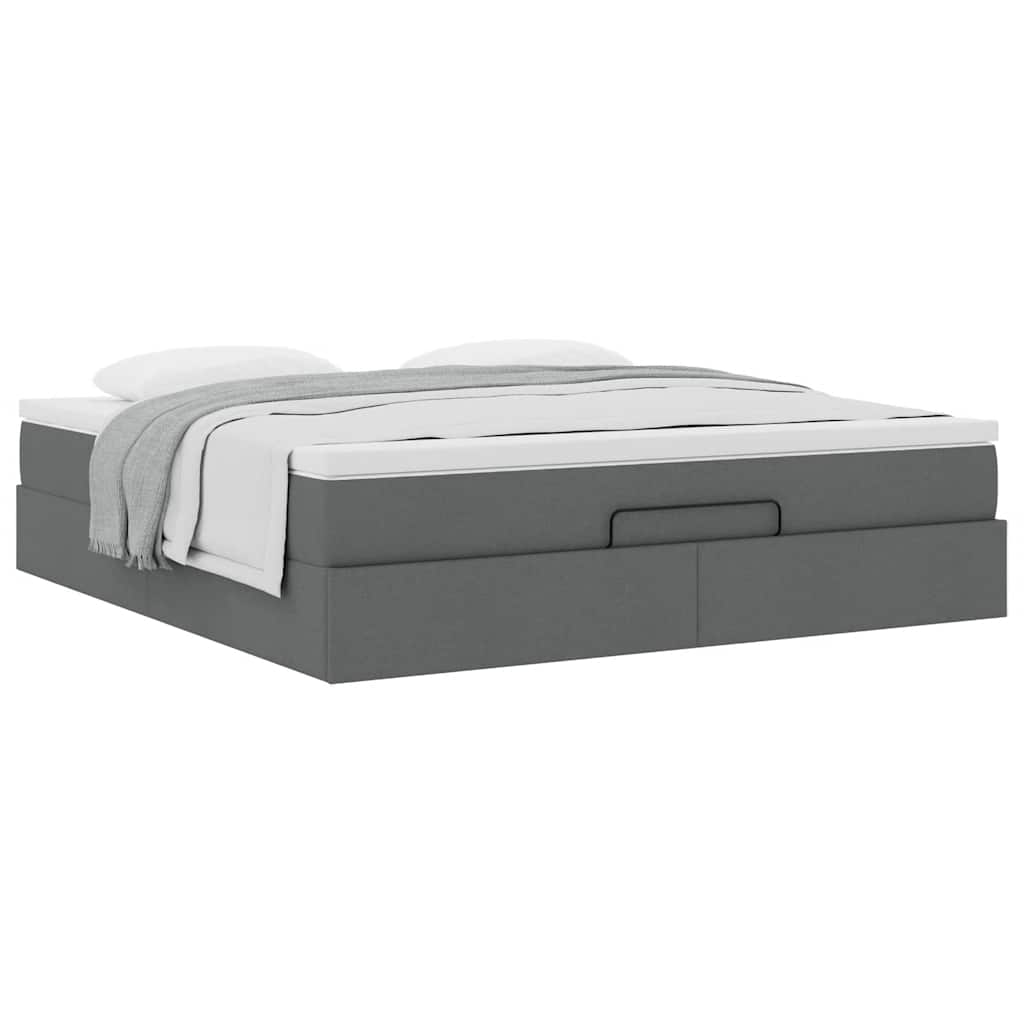 vidaXL Ottoman-Bett mit Matratze Dunkelgrau 160x200 cm Stoff