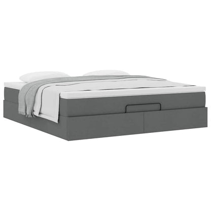 vidaXL Ottoman-Bett mit Matratze Dunkelgrau 160x200 cm Stoff