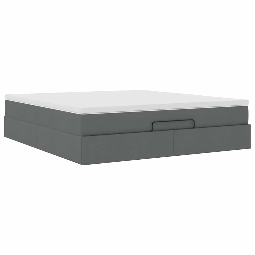vidaXL Ottoman-Bett mit Matratze Dunkelgrau 160x200 cm Stoff