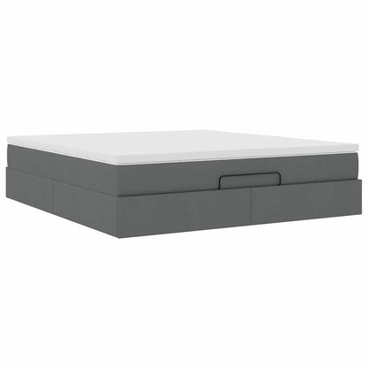 vidaXL Ottoman-Bett mit Matratze Dunkelgrau 160x200 cm Stoff