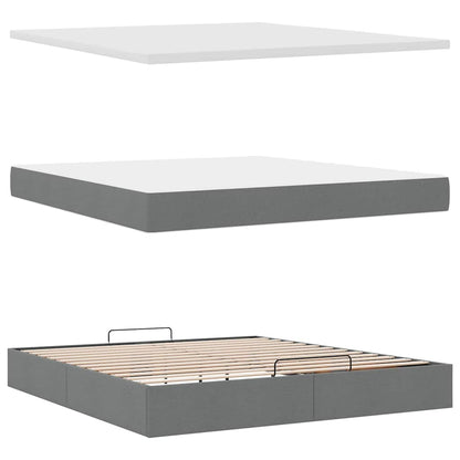 vidaXL Ottoman-Bett mit Matratze Dunkelgrau 160x200 cm Stoff
