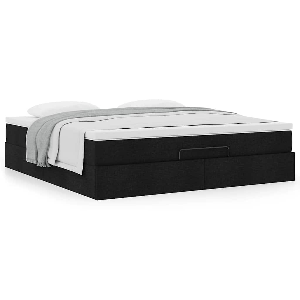 vidaXL Ottoman-Bett mit Matratze Schwarz 160x200 cm Stoff