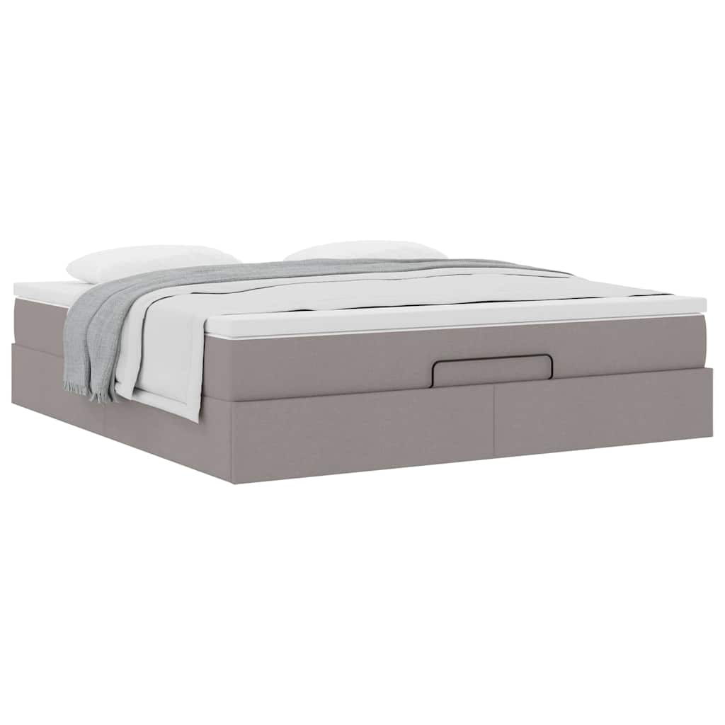 vidaXL Ottoman-Bett mit Matratze Taupe 160x200 cm Stoff