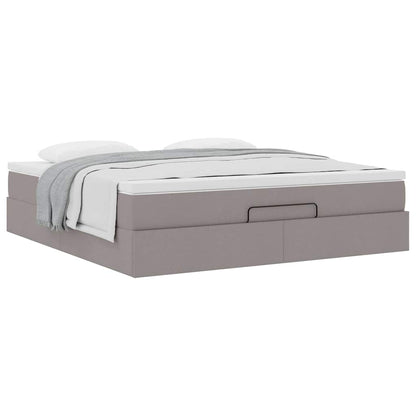 vidaXL Ottoman-Bett mit Matratze Taupe 160x200 cm Stoff