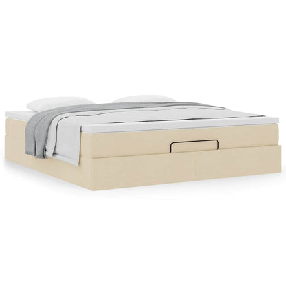 vidaXL Ottoman-Bett mit Matratze Creme 160x200 cm Stoff