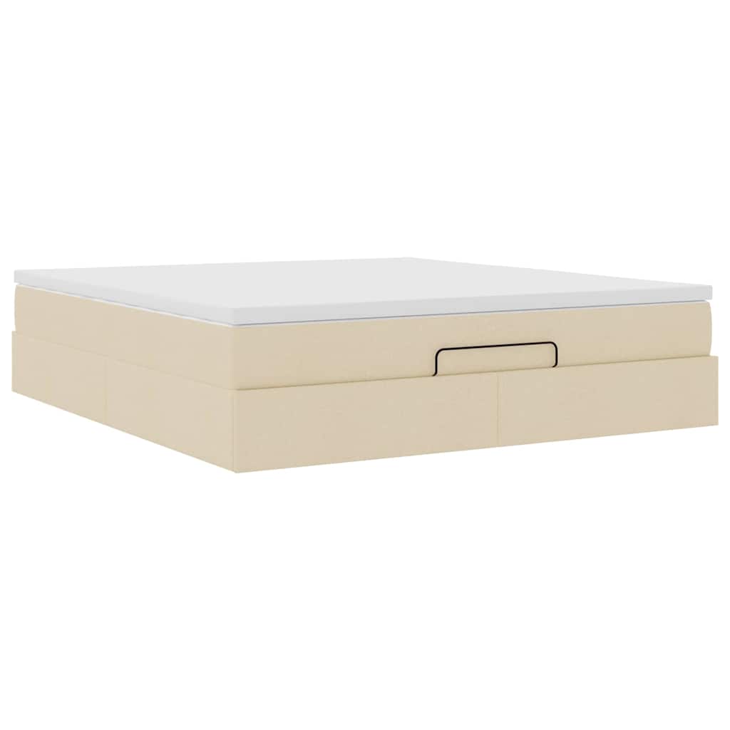 vidaXL Ottoman-Bett mit Matratze Creme 160x200 cm Stoff