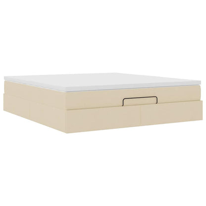 vidaXL Ottoman-Bett mit Matratze Creme 160x200 cm Stoff
