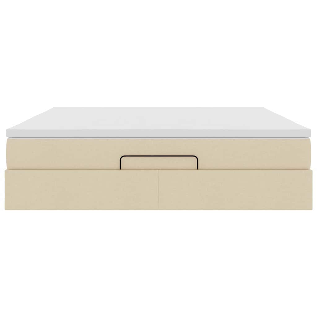 vidaXL Ottoman-Bett mit Matratze Creme 160x200 cm Stoff