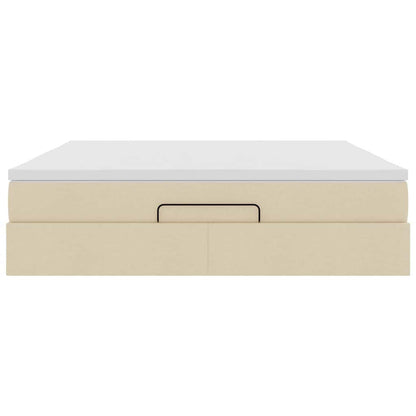 vidaXL Ottoman-Bett mit Matratze Creme 160x200 cm Stoff