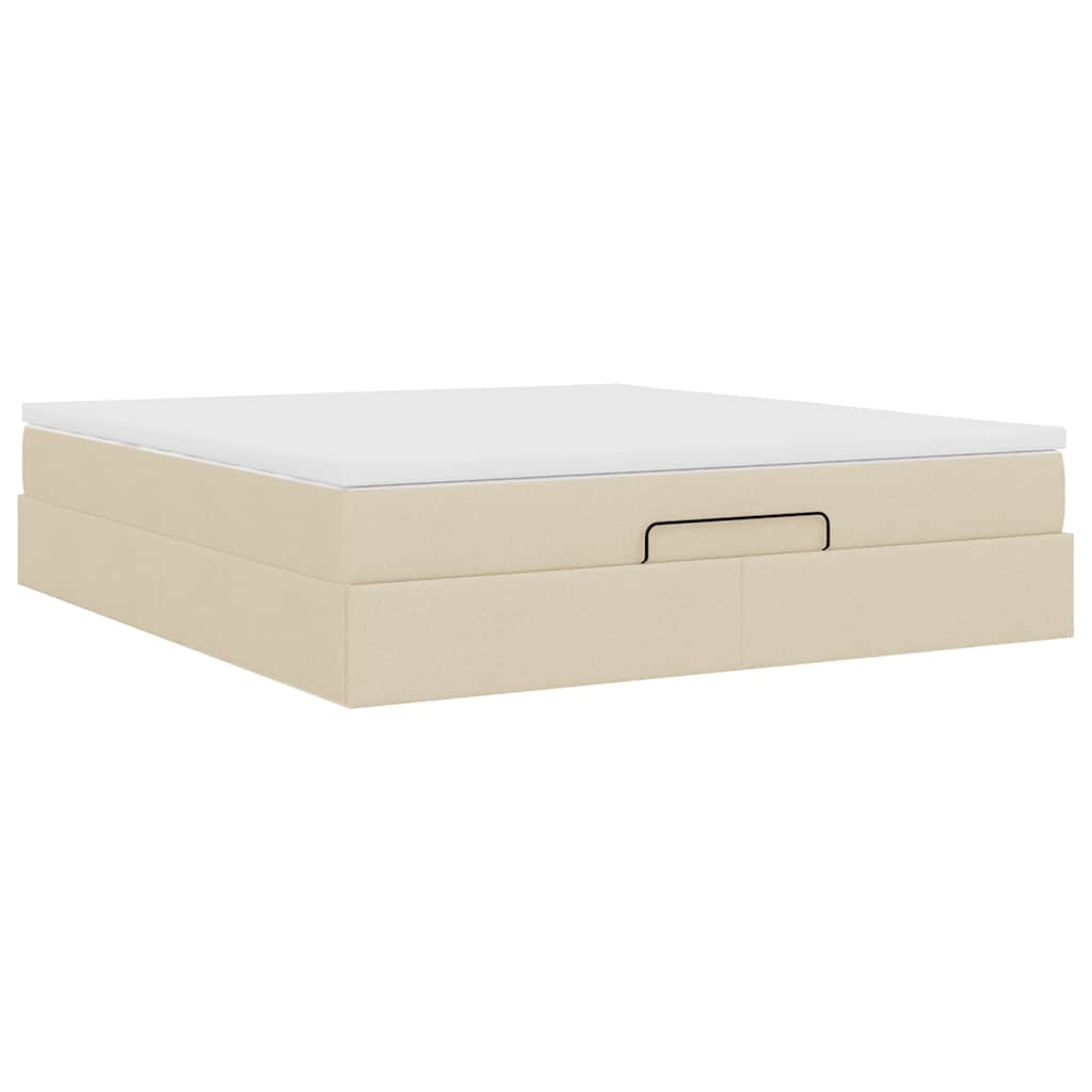 vidaXL Ottoman-Bett mit Matratze Creme 160x200 cm Stoff