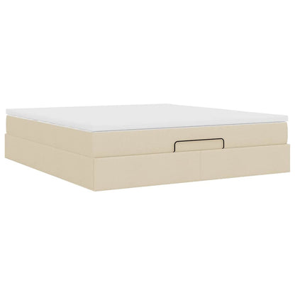 vidaXL Ottoman-Bett mit Matratze Creme 160x200 cm Stoff