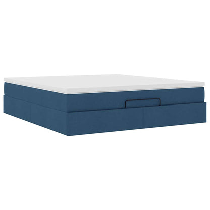 vidaXL Ottoman-Bett mit Matratze Blau 160x200 cm Stoff