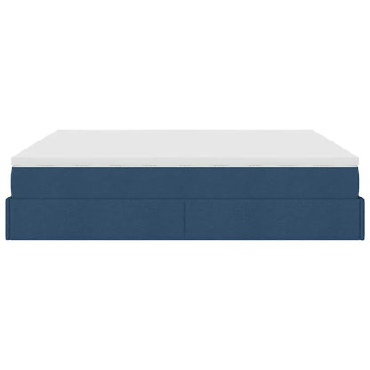 vidaXL Ottoman-Bett mit Matratze Blau 160x200 cm Stoff