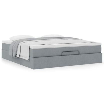 vidaXL Ottoman-Bett mit Matratze Hellgrau 180x200 cm Stoff