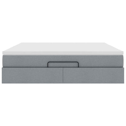 Ottoman-Bett mit Matratze Hellgrau 180x200 cm Stoff