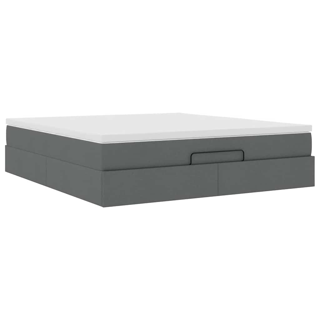 vidaXL Ottoman-Bett mit Matratze Dunkelgrau 180x200 cm Stoff