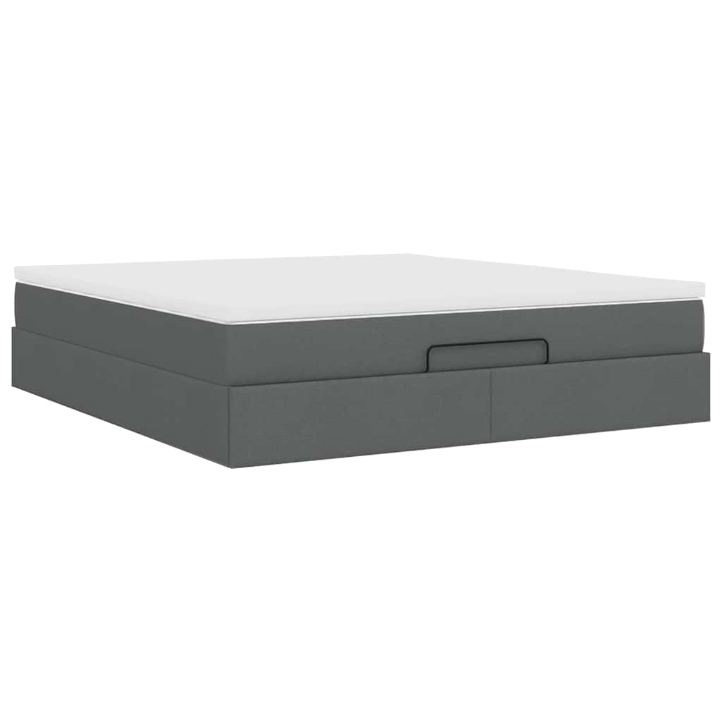 vidaXL Ottoman-Bett mit Matratze Dunkelgrau 180x200 cm Stoff