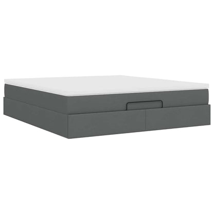 vidaXL Ottoman-Bett mit Matratze Dunkelgrau 180x200 cm Stoff