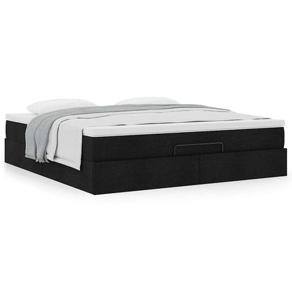 vidaXL Ottoman-Bett mit Matratze Schwarz 180x200 cm Stoff