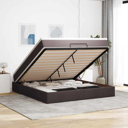 vidaXL Ottoman-Bett mit Matratze Dunkelbraun 180x200 cm Stoff