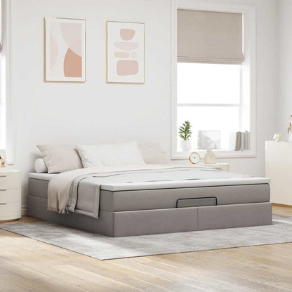 Ottoman-Bett mit Matratze Taupe 180x200 cm Stoff